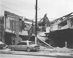 Roofs collapsed from ash dispersed by Mount Pinatubo